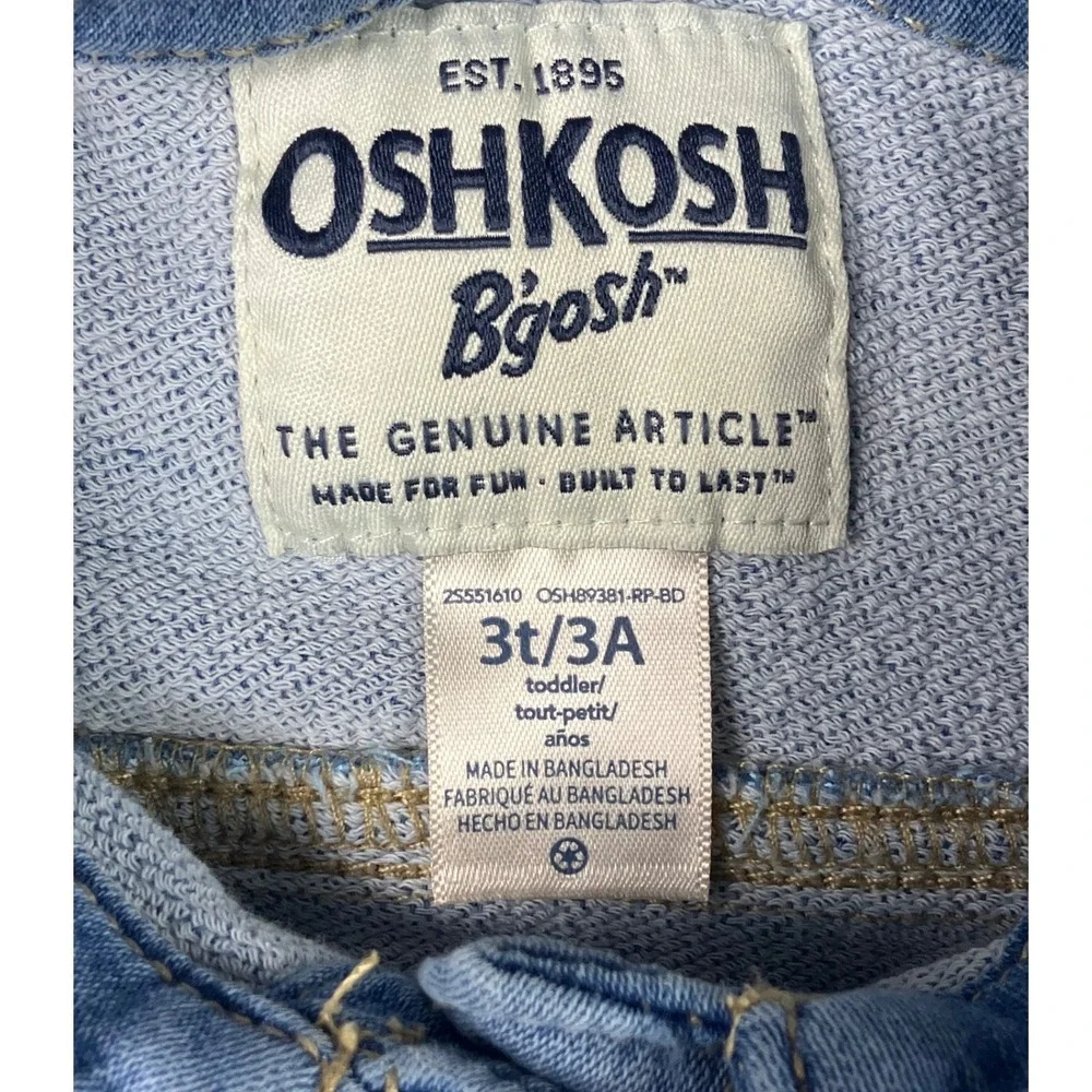 OshKosh Bgosh Toddler Boys Girls 3T Light Wash Stretch Denim Trucker Jacket